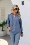 Tie Neck Flounce Sleeve Blouse