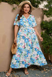 Plus Size Tied Surplice Short Sleeve Maxi Dress