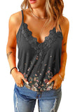 Floral Lace Trim Scalloped Plunge Cami