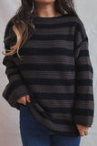 Striped Round Neck Dropped Shoulder Sweater