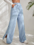 Slit Pocketed High Waist Wide Leg Pants