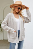 Open Front Raglan Sleeve Pocketed Cardigan