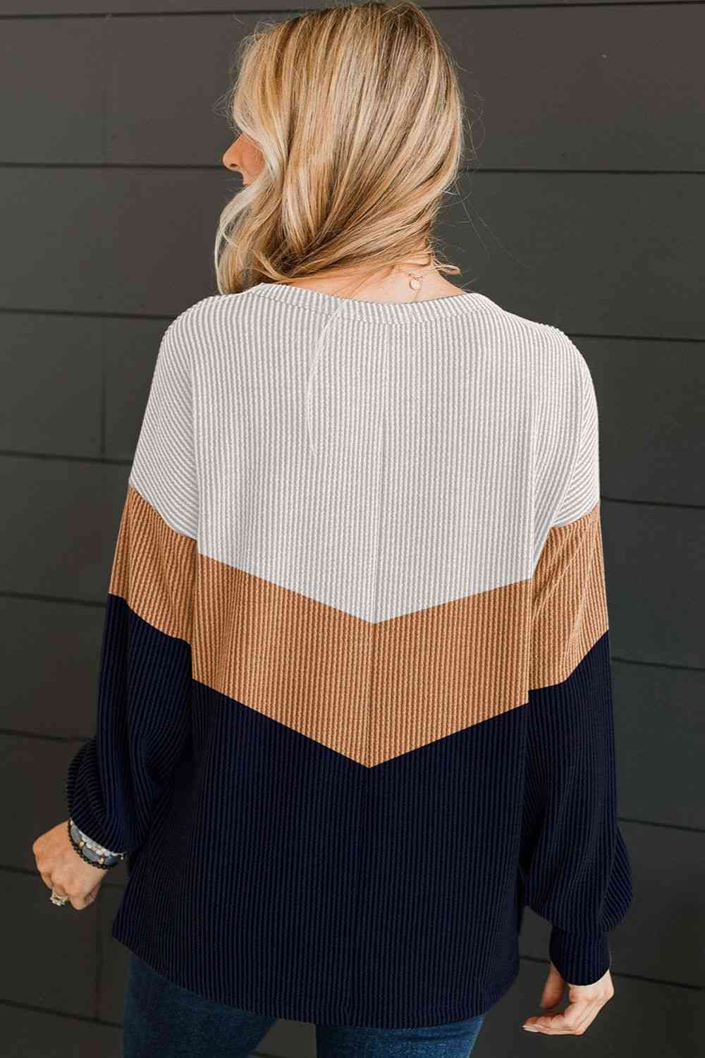 Chevron Print Drop Shoulder Top