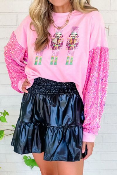 Sequin Nutcracker Round Neck Sweatshirt