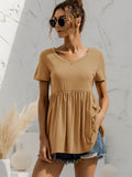 V-Neck Short Sleeve Babydoll Top