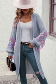 Fringe Sleeve Dropped Shoulder Cardigan