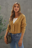 Cable-Knit Button Up Dropped Shoulder Cardigan