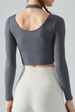 Halter Neck Long Sleeve Cropped Sports Top