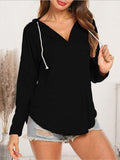 Drawstring Dropped Shoulder Long Sleeve Hoodie