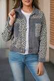 Ribbed Leopard Distressed Button Up Jacket