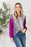 Celeste Full Size Color Block Printed Long Sleeve Top