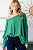 Reborn J Exposed Seam Lantern Sleeve Top