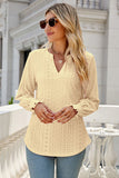 Eyelet Notched Lantern Sleeve T-Shirt