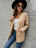 Pocketed Decorative Button Dropped Shoulder Cardigan