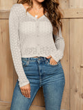 V-Neck Long Sleeve Buttoned Knit Top