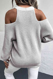 Cold Shoulder Plunge Neck Ribbed Cardigan