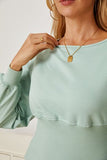 Boat Neck Lantern Sleeve Blouse