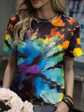 Tie-Dye Round Neck Short Sleeve T-Shirt