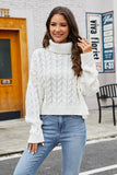 Turtleneck Cable-Knit  Long Sleeve Sweater