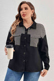 Plus Size Houndstooth Drop Shoulder Shacket