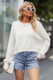 Round Neck Drop Shoulder Long Sleeve Sweater