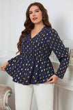 Plus Size Notched Babydoll Blouse