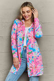 Double Take Floral Open Front Long Sleeve Cardigan