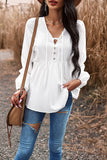 Tied Decorative Button Balloon Sleeve Blouse