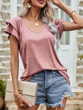 Layered Flutter Sleeve V-Neck Top