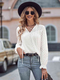 Tie Neck Flounce Sleeve Blouse