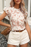 Printed Ruffled Cap Sleeve Blouse