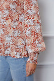 Floral Smocked Lantern Sleeve Ruffled Blouse