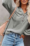 Buttoned Drop Shoulder Hoodie