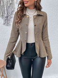 Ruffle Hem Collared Blazer