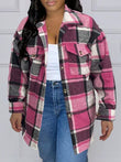 Plaid Button Up Dropped Shoulder Jacket