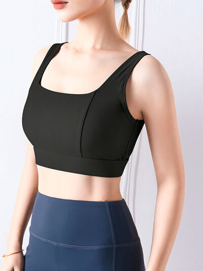 Square Neck Wide Strap Active Bra