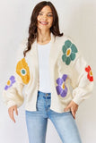 J.NNA Open Front Flower Pattern Long Sleeve Sweater Cardigan