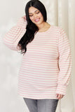 Celeste Full Size Long Bishop Sleeve Striped Top