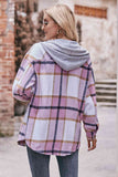 Plaid Dropped Shoulder Hooded Jacket