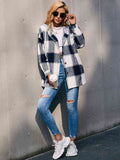 Plaid Dropped Shoulder Hooded Jacket