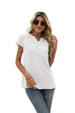 Swiss Dot Notched Neck Short Sleeve Top