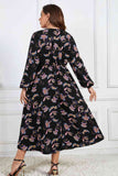 Melo Apparel Plus Size Floral Print Long Sleeve Midi Dress