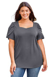 Plus Size Square Neck Puff Sleeve Tee