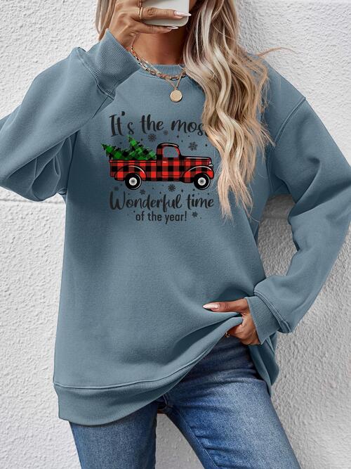 Graphic Round Neck Long Sleeve Sweatshirt