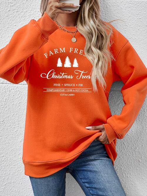 Graphic Round Neck Dropped Shoulder Sweatshirt