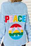 PEACE Raw Hem Dropped Shoulder Denim Top