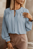 Button Up Round Neck Long Sleeve Shirt