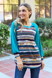 Celeste Design Full Size Striped Long Sleeve Top