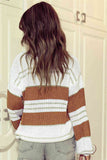 Striped Drop Shoulder Lantern Sleeve Sweater