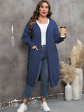 Plus Size Long Sleeve Pocketed Cardigan